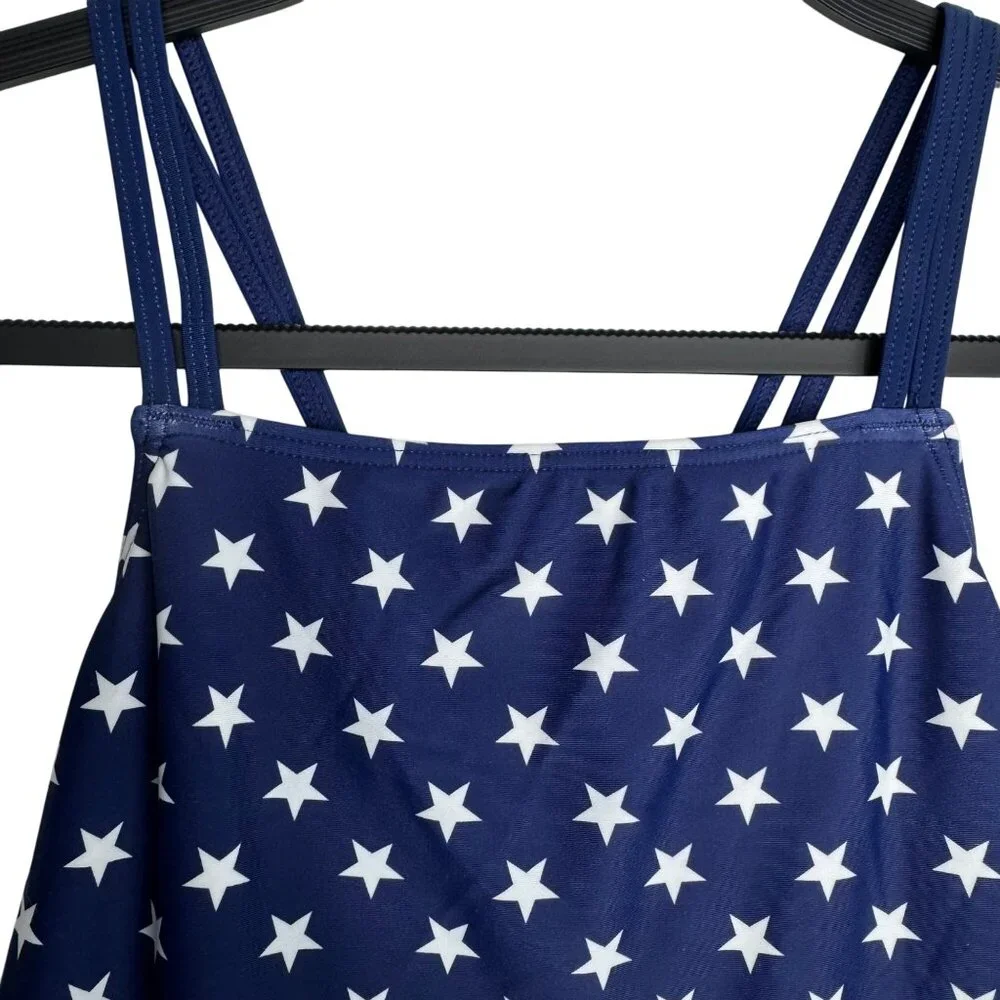Okanu American Flag One Piece Swimsuit Stars & Stripes Cutout Design Girls Sz 16